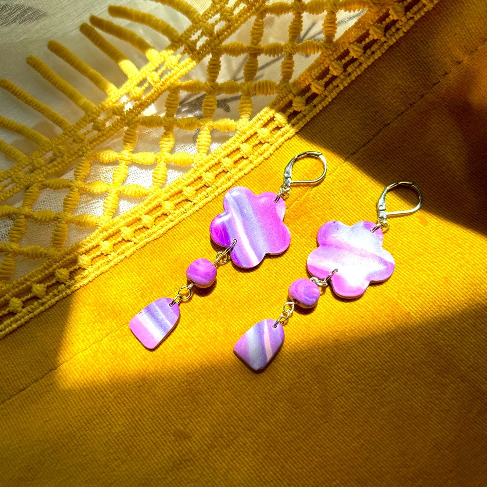 Handmade Polymer Clay Flower Earringd